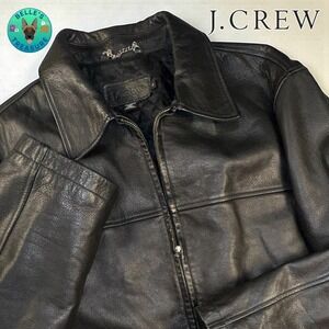 J. Crew Mens XL Pebbled Leather Jacket Brown Bomber Coat Flight Motorcycle Chore
